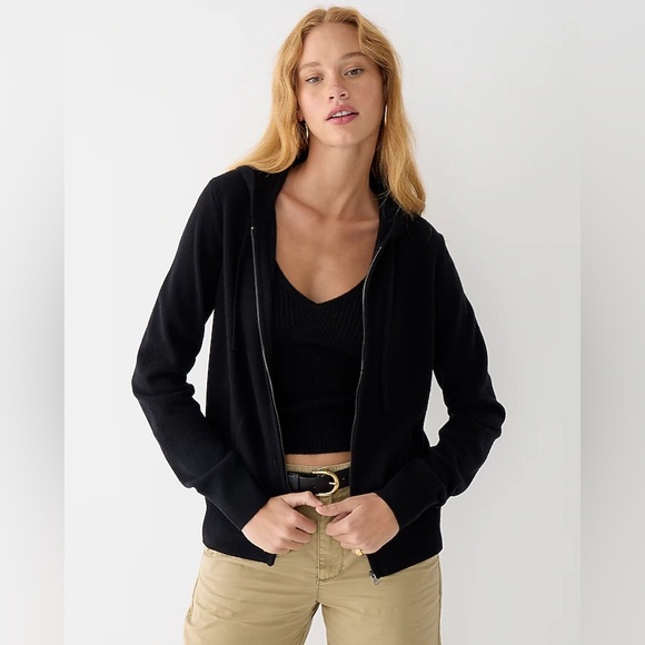 NWT J.CREW Brown Cashmere Full-Zip Sweater-Hoodie Size M - Picture 1 of 7
